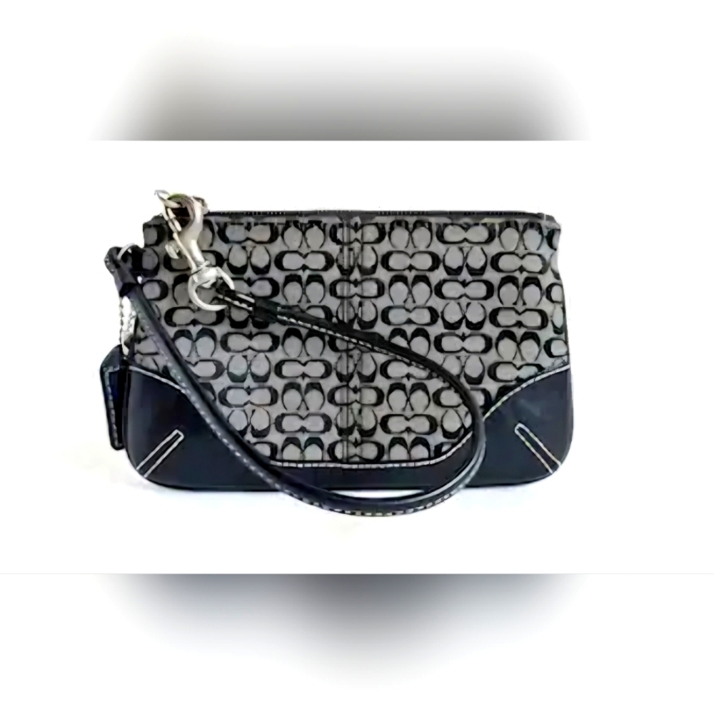 Coach | Vintage Canvas & Leather Wristlet Purse | Signature Monogram